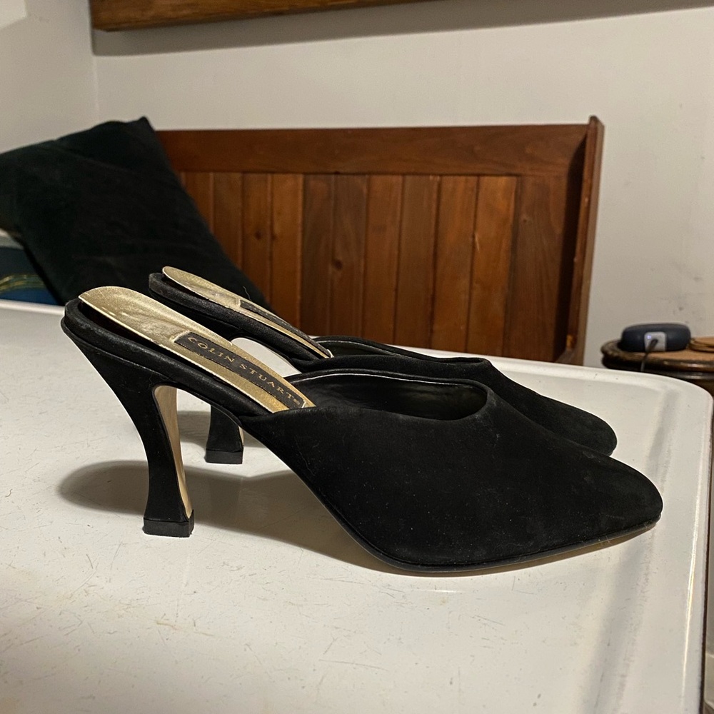 Vintage suede heeled mules 7